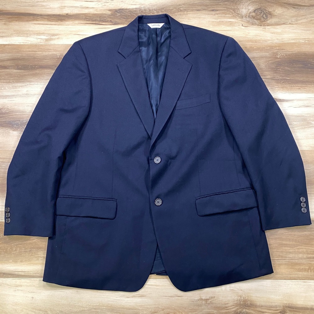 Joseph & Feiss Blazer Mens 42S Classic Worsted Wool Navy Blue Professional